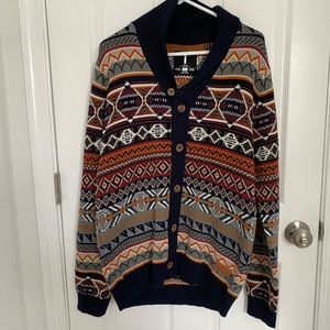 I Jeans By Buffalo Mens Aztec Sweater Cardigan